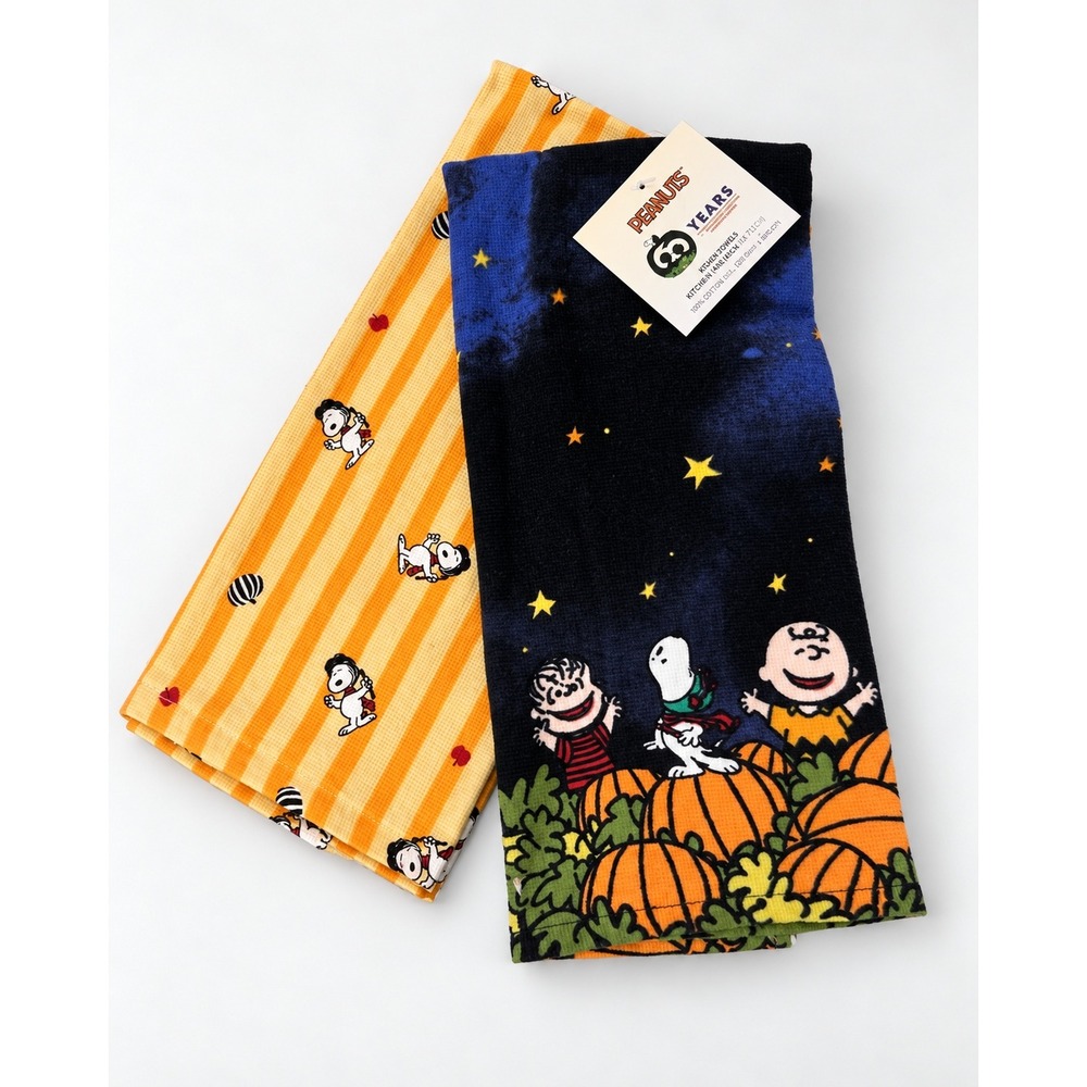 Peanuts Great Pumpkin 60th Anniversary Halloween Kitchen Towels Set of 2